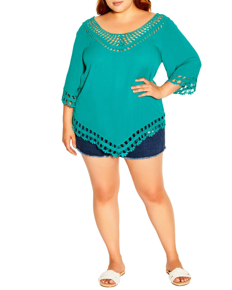 Plus size model wearing Alyvia Island Crochet Top by City Chic | Dia&Co | dia_product_style_image_id:191493